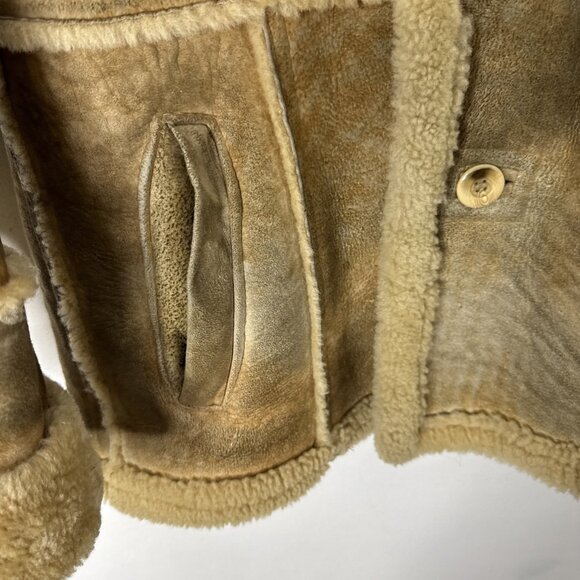 Vintage Leather Attic Shearling Coat 34 Made in Canada Raw Suede Sherpa Lined - Picture 4 of 10